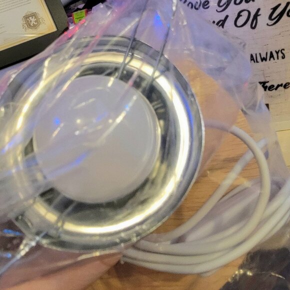 Bedside Table Lamp Daughter Gift Linen Shade Beige Wood Base LED Bulb USB Plug - Picture 11 of 16